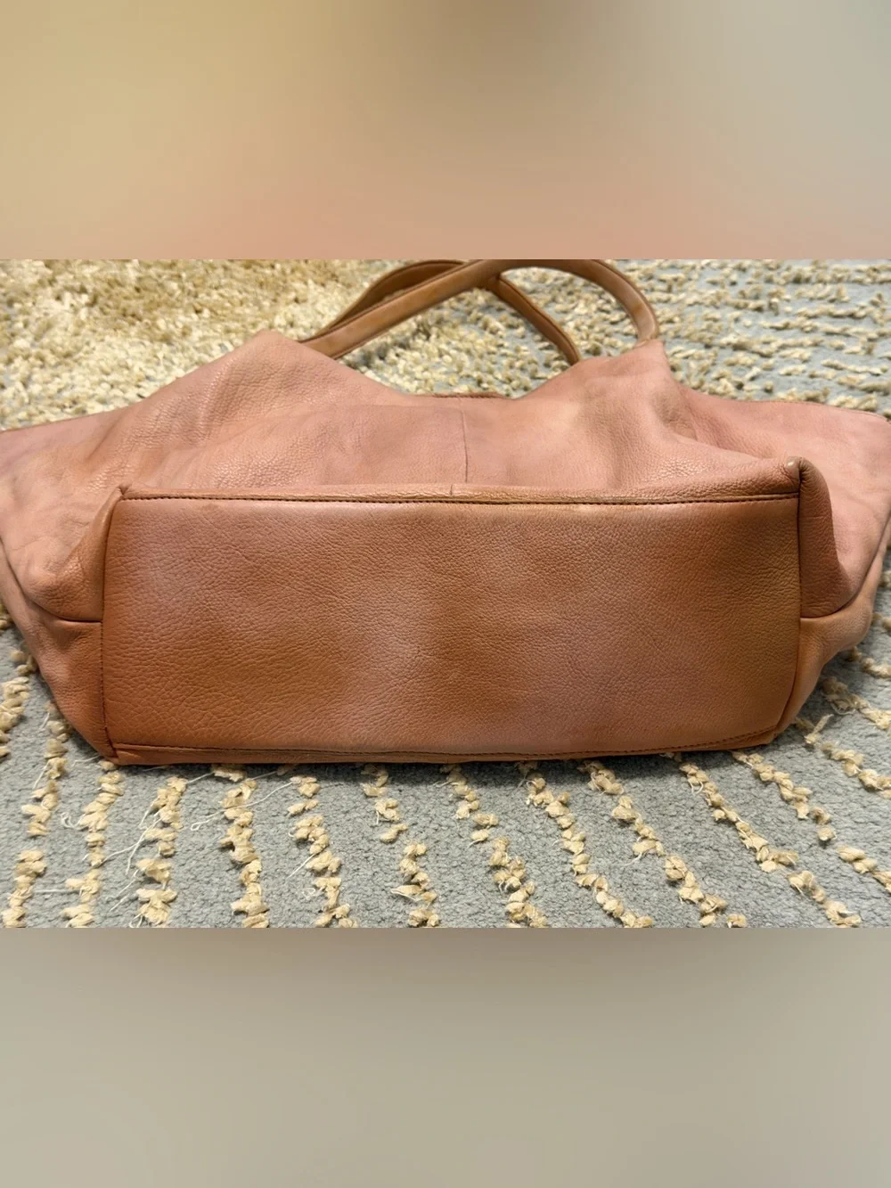 Free People Tivoli Leather Tote Bag Tan NWOT Pebbled Leather Slouchy Tote - Picture 12 of 16